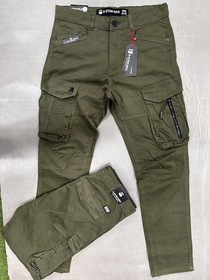 Six Pocket Twill Cargo Pant Olive Color JOG04